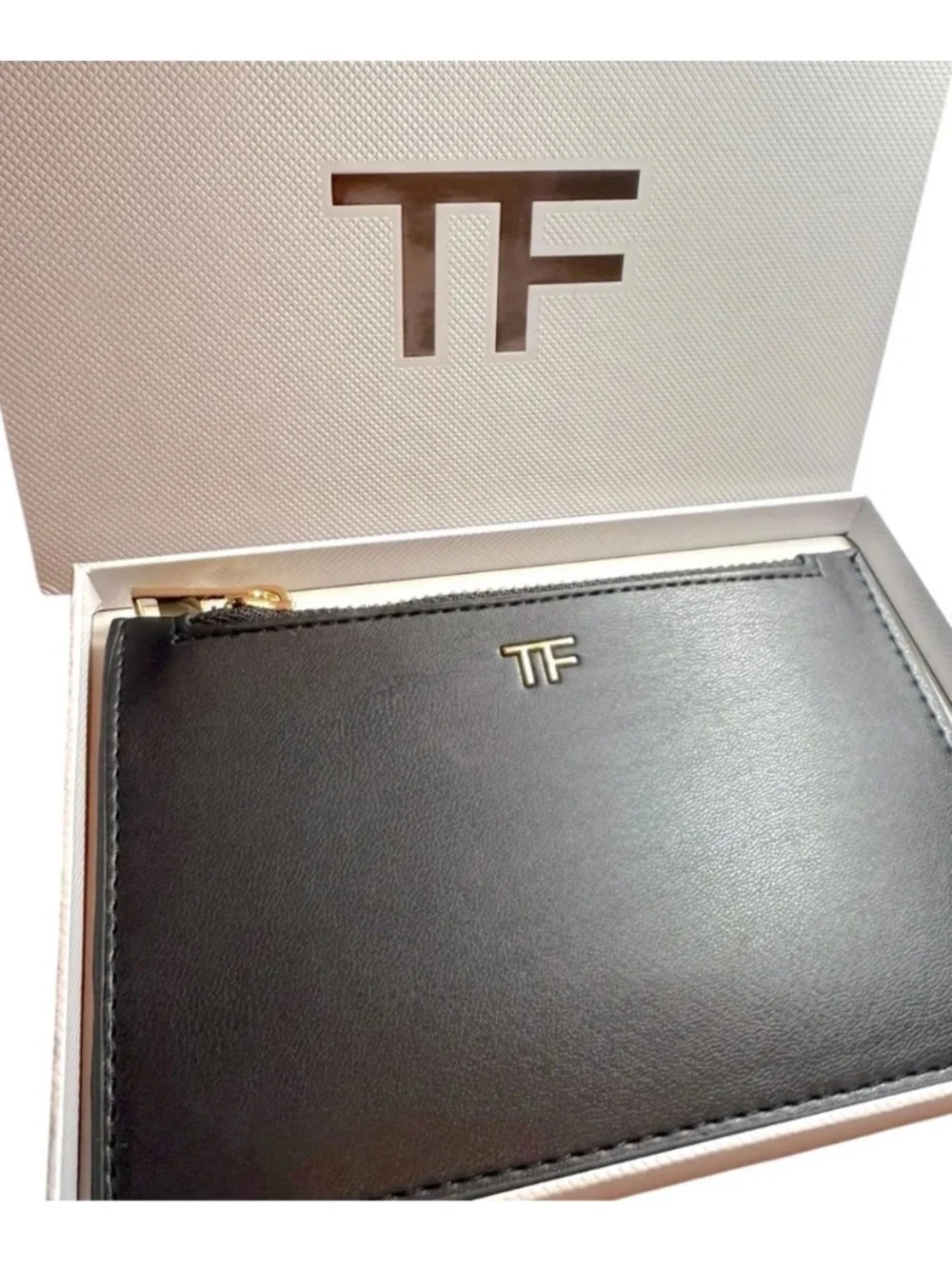 Tom Ford Black Zippered Pouch New With Box
